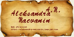 Aleksandra Mačvanin vizit kartica